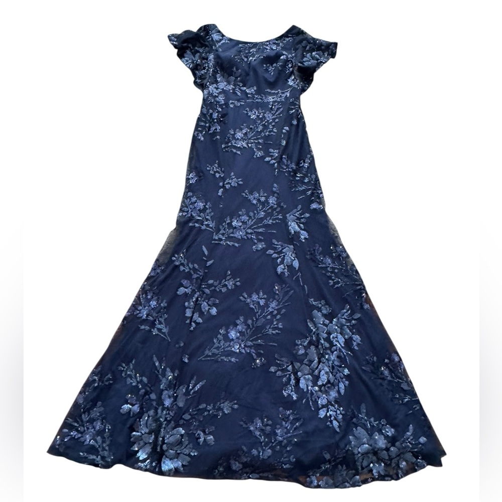 MARCHESA NOTTE BRIDESMAID***Navy Blue Sequin Evening Gown***US 6***$385 - Picture 3 of 7